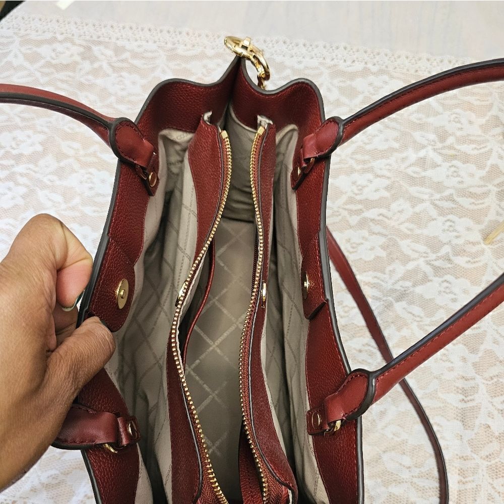 Michael Kors Arielle Red Leather Satchel EUC - Picture 8 of 9